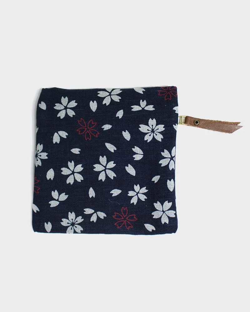 Kiriko Original Flat Zipper Pouch, Small, Dark Indigo Sakura sold by Kiriko product image thumbnail 4