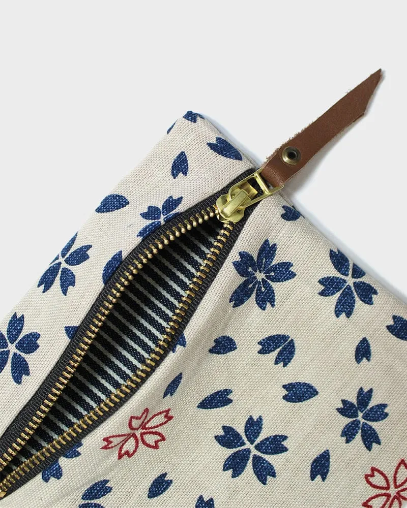 Kiriko Original Flat Zipper Pouch, Small, Cream Sakura sold by Kiriko product image thumbnail 2