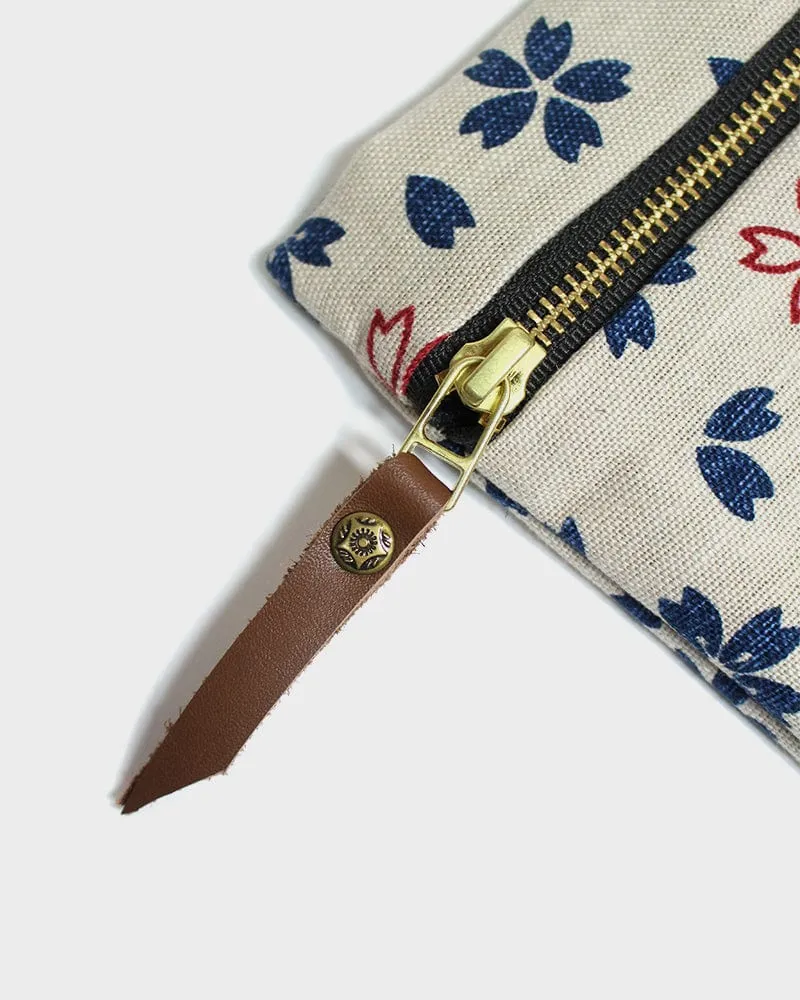 Kiriko Original Flat Zipper Pouch, Small, Cream Sakura sold by Kiriko product image thumbnail 3