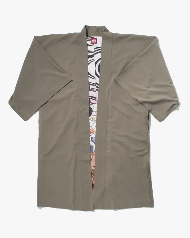 Wa-Modern Haori Robe, Grey Geisha and Ryu sold by Kiriko