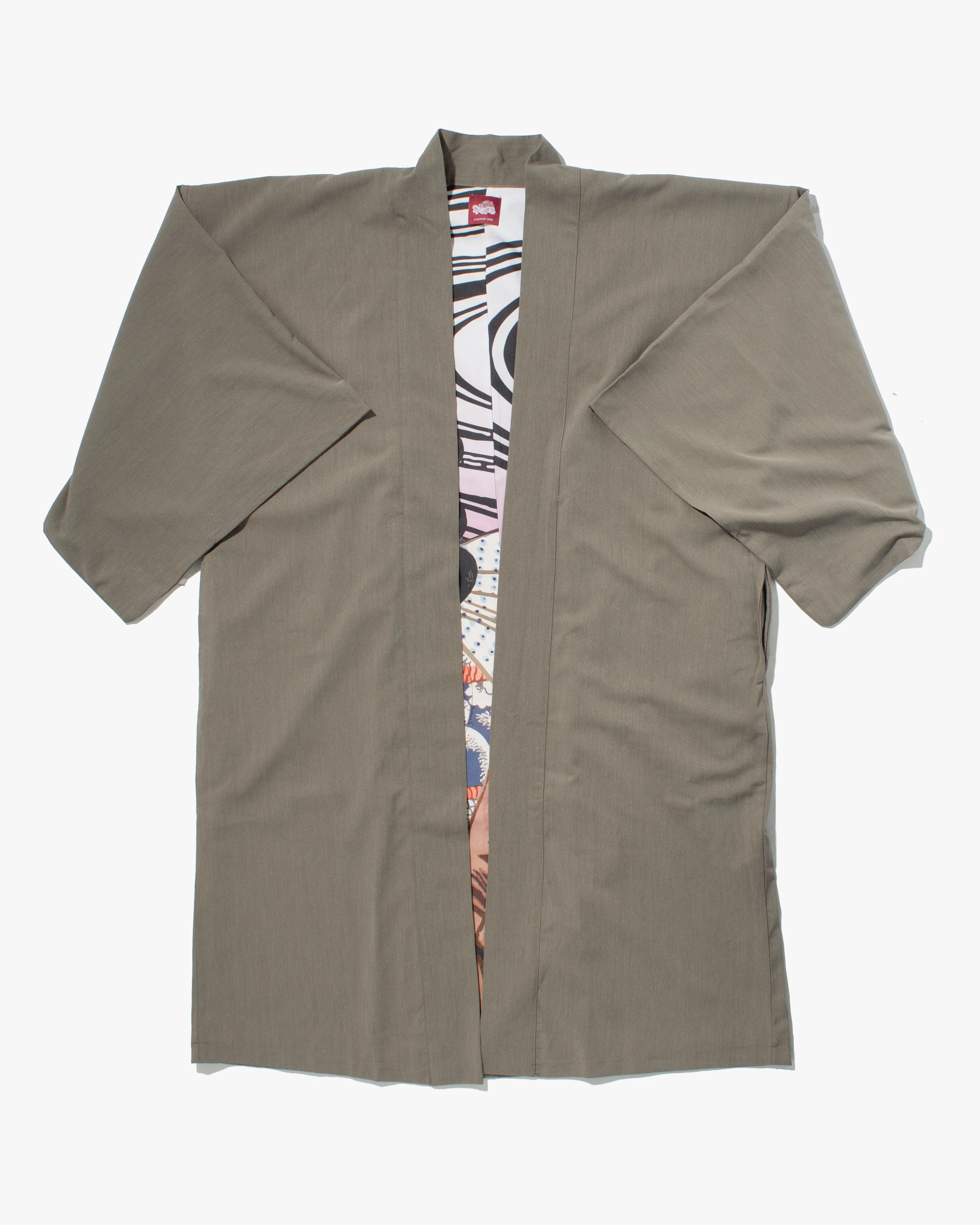Wa-Modern Haori Robe, Grey Geisha and Ryu sold by Kiriko