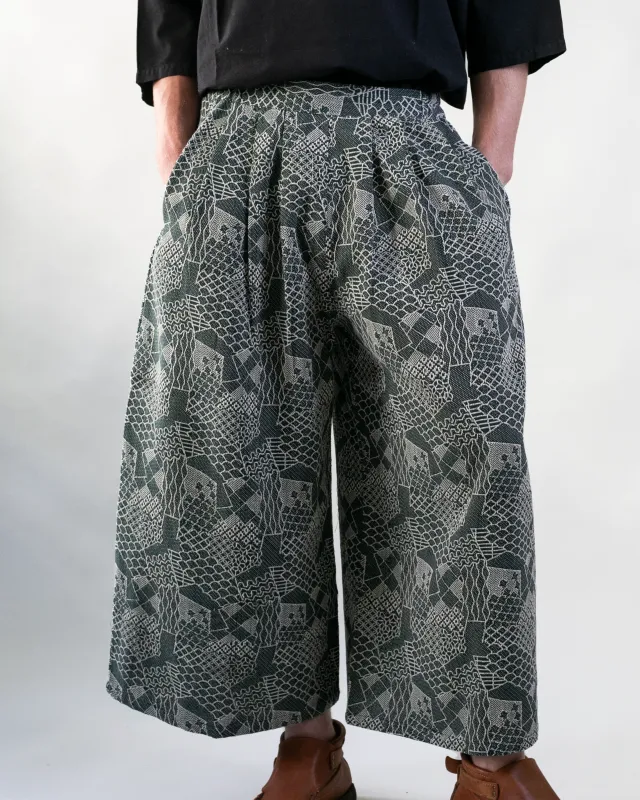 Wa-Modern Wide Pants, Jacquard Weave sold by Kiriko