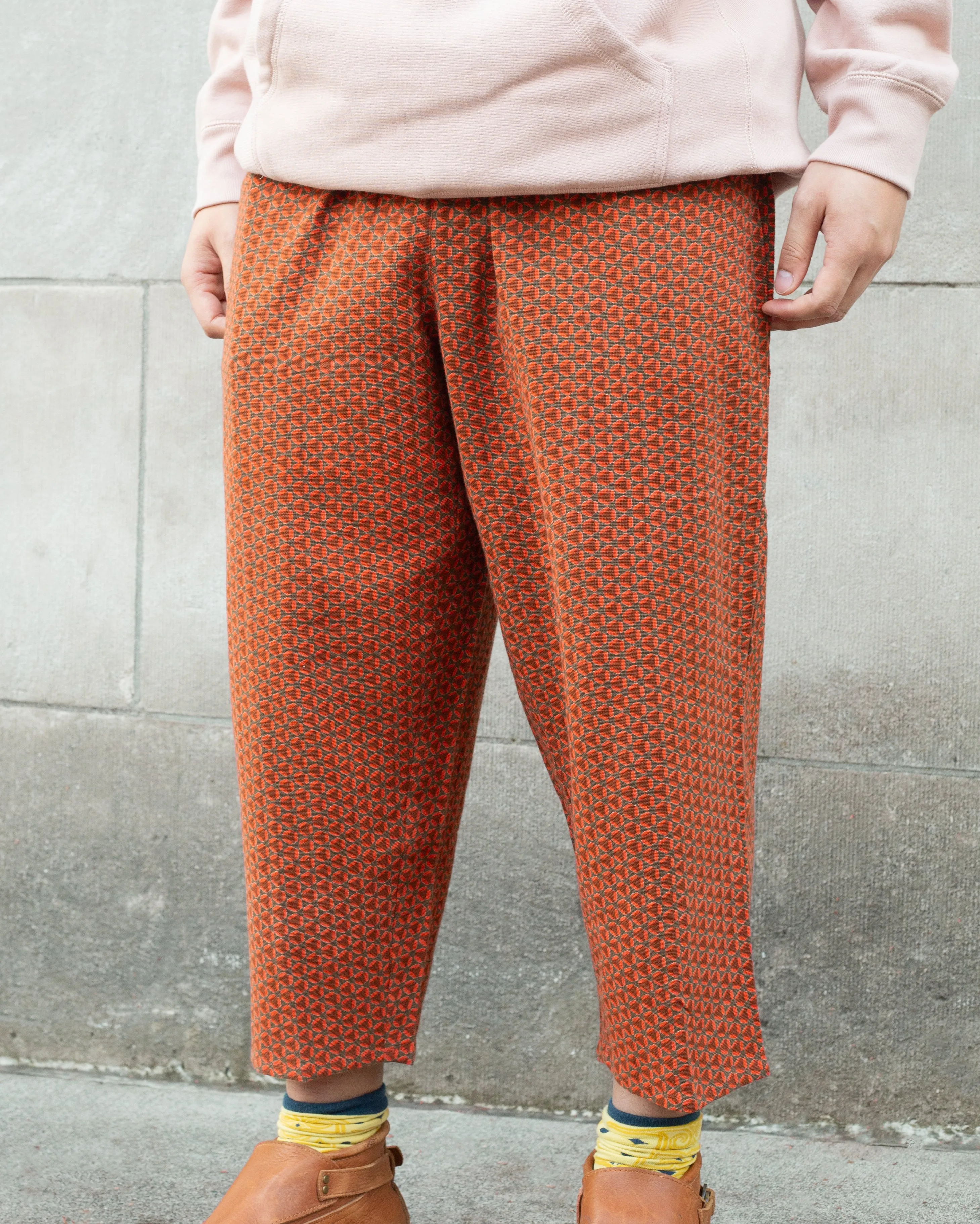 Wa-Modern Drawstring Pants, Orange Circle Pattern sold by Kiriko product image thumbnail 5