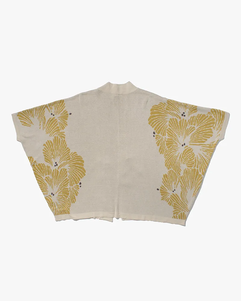 Wa-Modern, Cardigan Haori, Cream with Yellow Ginkgo Leaves sold by Kiriko product image thumbnail 2