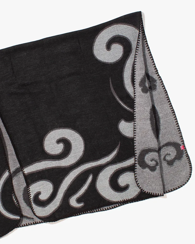 Wa-Modern Poncho, Black and Light Grey Swirl sold by Kiriko product image thumbnail 3
