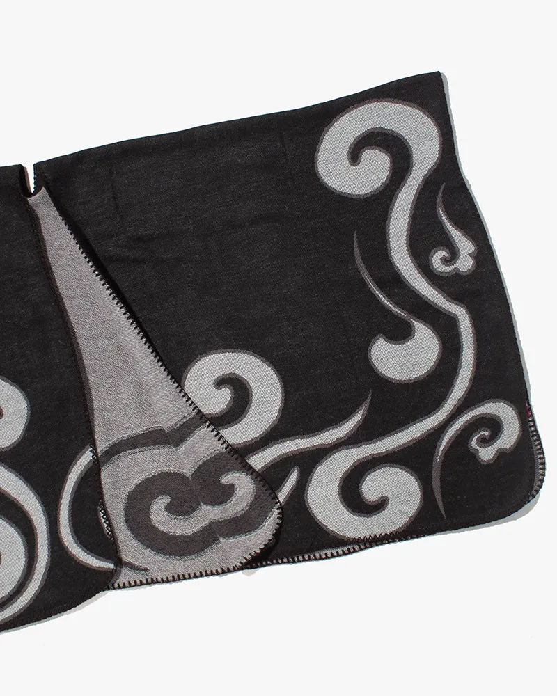 Wa-Modern Poncho, Black and Light Grey Swirl sold by Kiriko product image thumbnail 2