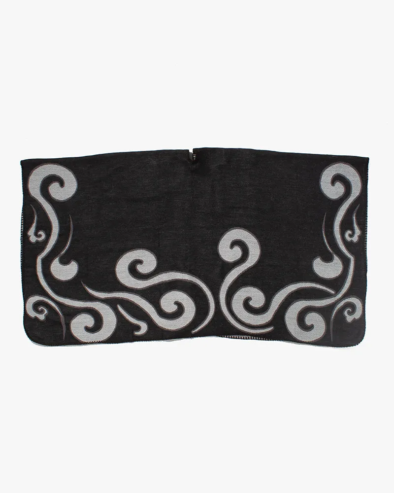 Wa-Modern Poncho, Black and Light Grey Swirl sold by Kiriko product image thumbnail 4