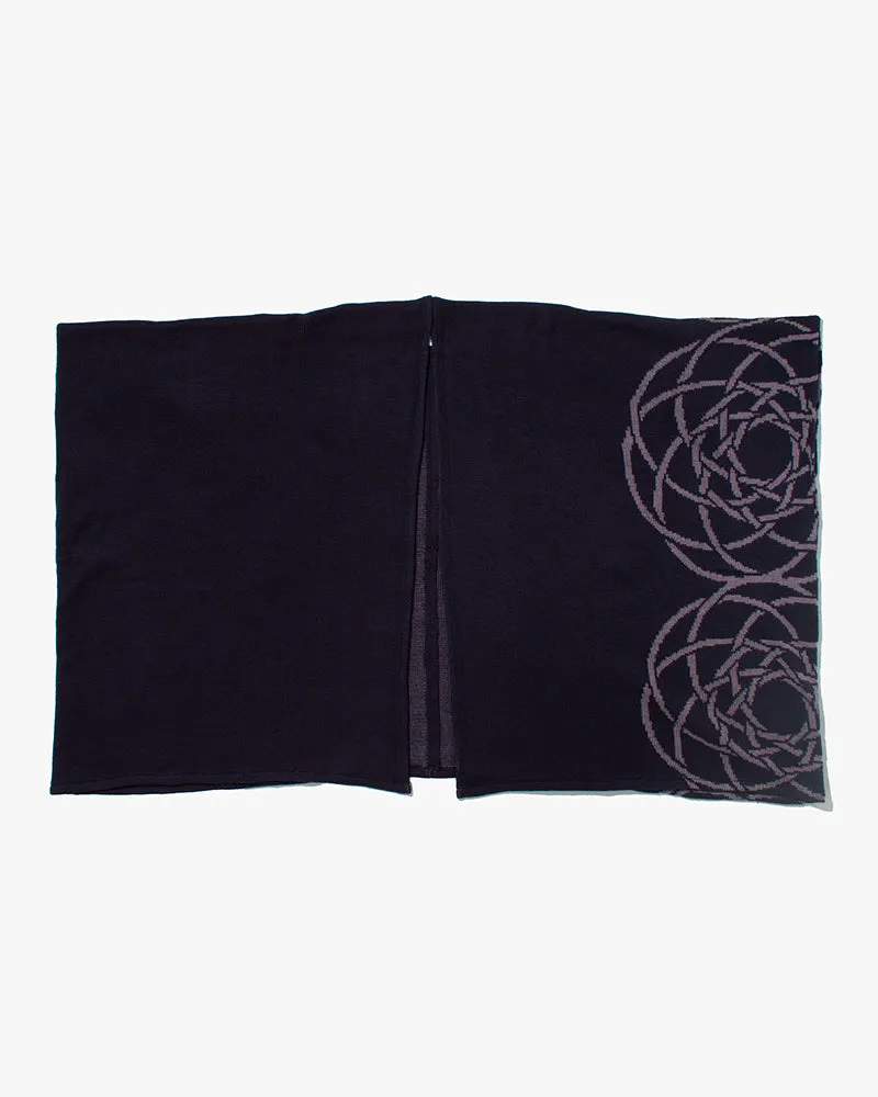 Wa-Modern Poncho, Indigo with Lavender Mizuhiki sold by Kiriko