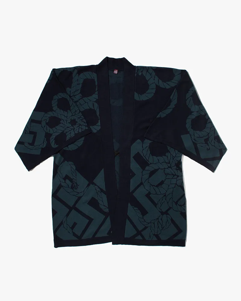 Wa-Modern, Cardigan Robe, Indigo with Teal Nawa sold by Kiriko