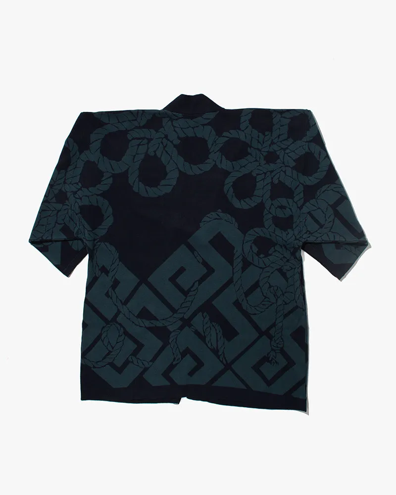 Wa-Modern, Cardigan Robe, Indigo with Teal Nawa sold by Kiriko product image thumbnail 2