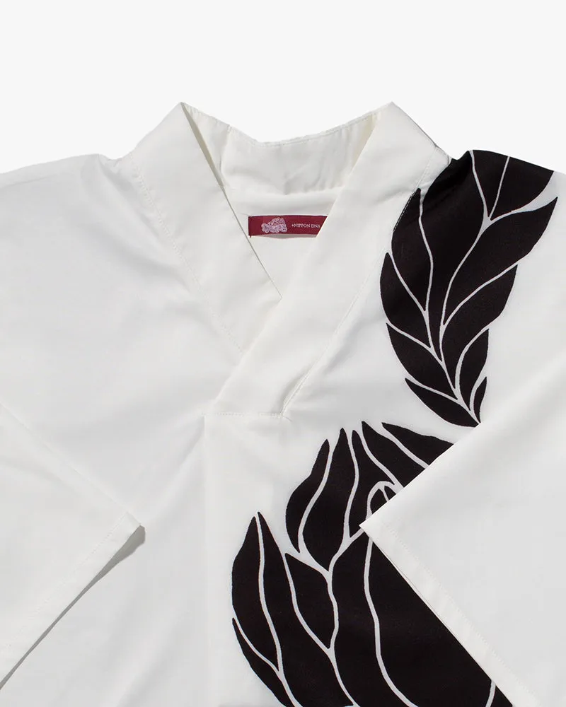Wa-Modern Tunic, White with Black Gentian Flower sold by Kiriko product image thumbnail 2