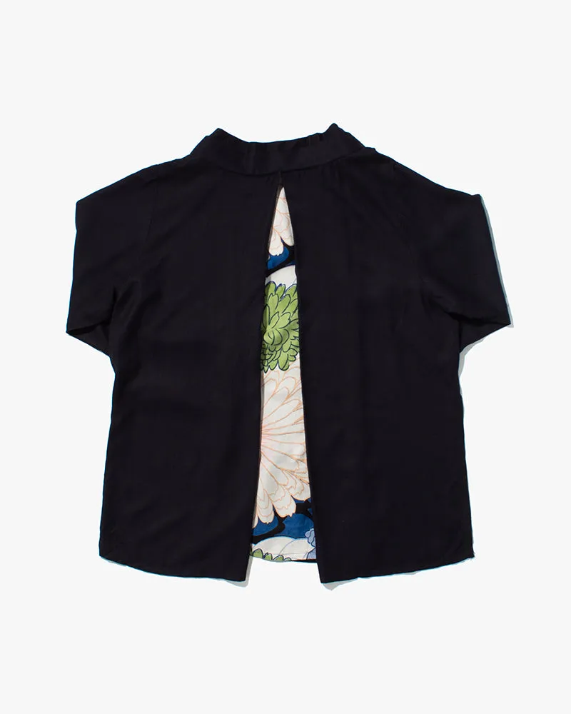 Wa-Modern Layered Tunic, Black with Multi Color Chrysanthemum sold by Kiriko product image thumbnail 2