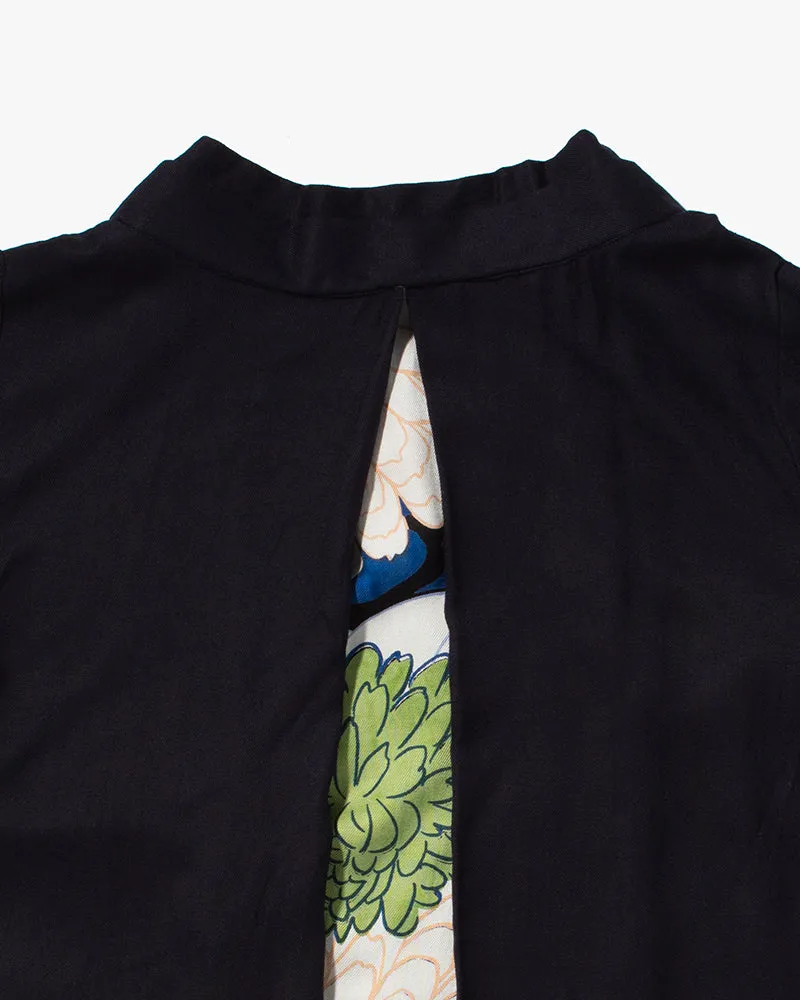 Wa-Modern Layered Tunic, Black with Multi Color Chrysanthemum sold by Kiriko product image thumbnail 4