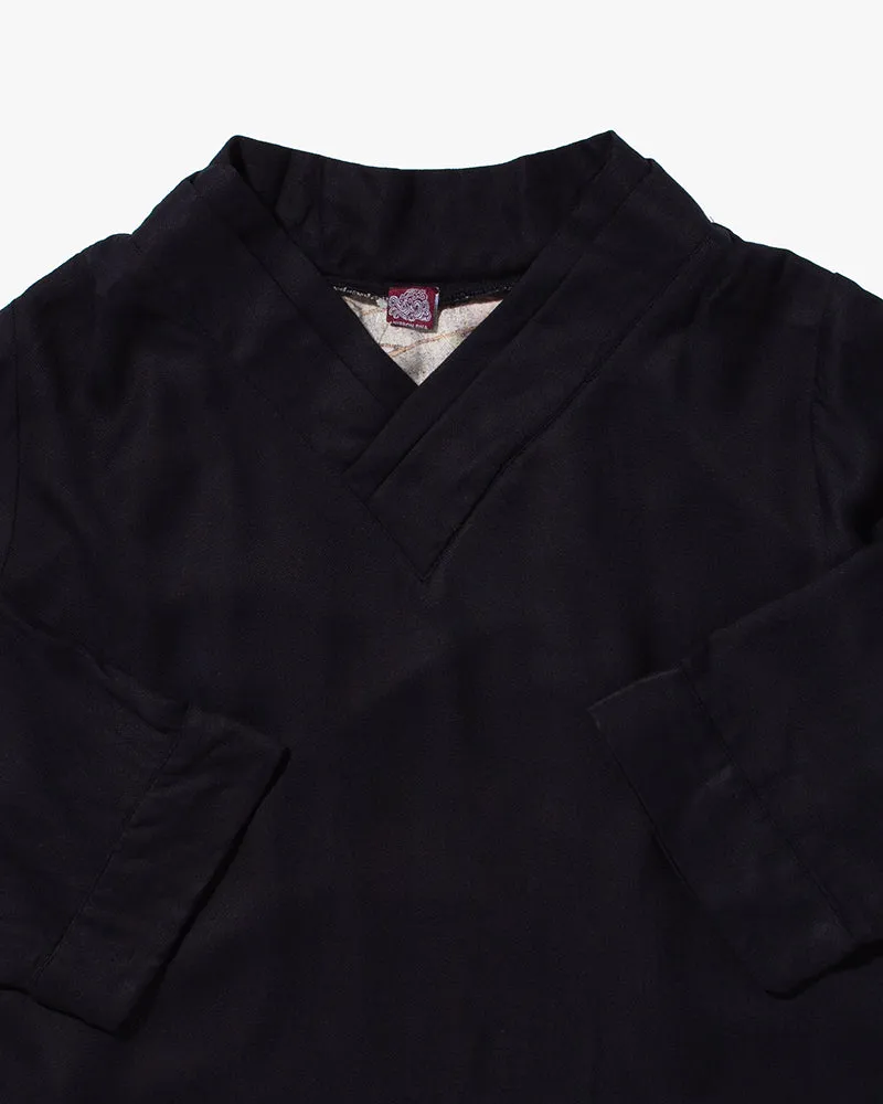 Wa-Modern Layered Tunic, Black with Multi Color Chrysanthemum sold by Kiriko product image thumbnail 3