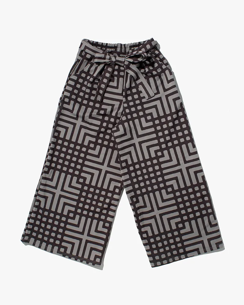 Wa-Modern Wide Pants, Grey with Brown Koushi Pattern sold by Kiriko product image thumbnail 5