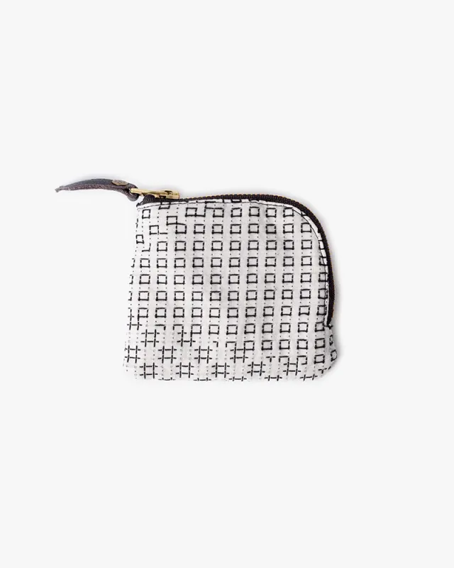 Kiriko Original Zipper Wallet, White Sashiko sold by Kiriko