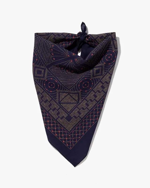 Kiriko Original Screen Printed, Custom-Dyed Bandana, Katazome - Navy sold by Kiriko