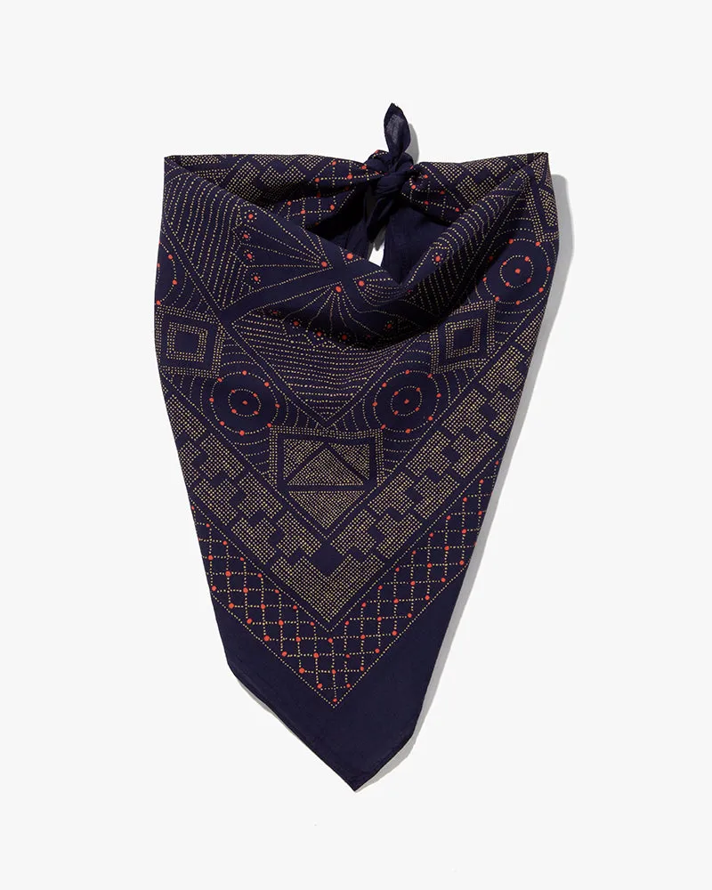 Kiriko Original Screen Printed, Custom-Dyed Bandana, Katazome - Navy sold by Kiriko
