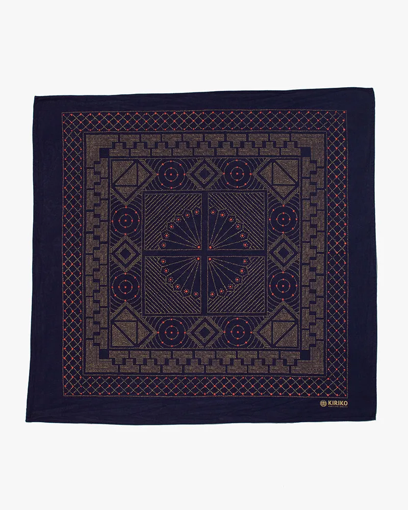 Kiriko Original Screen Printed, Custom-Dyed Bandana, Katazome - Navy sold by Kiriko product image thumbnail 2