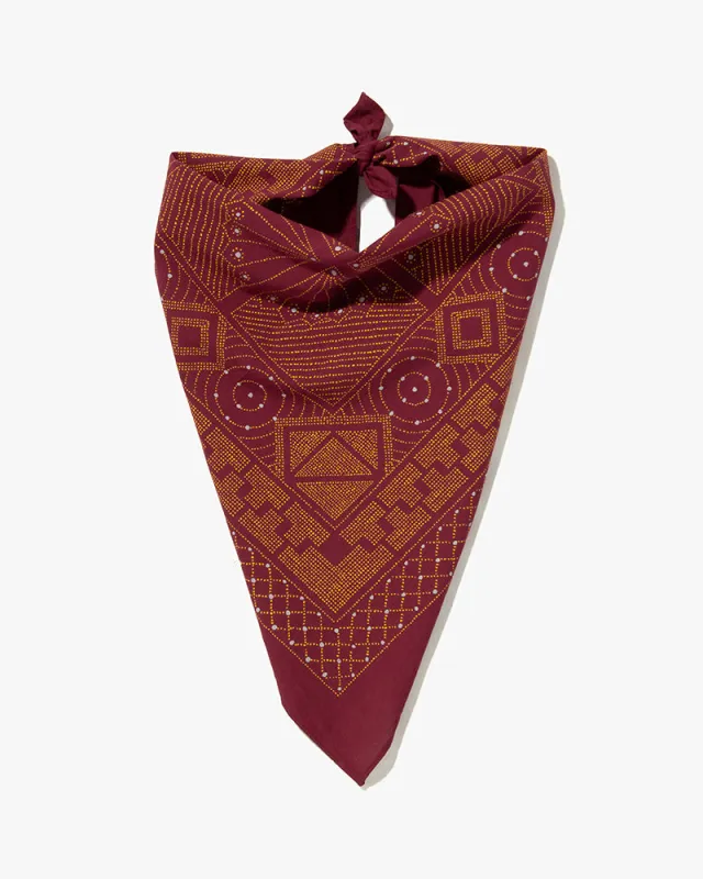 Kiriko Original Screen Printed, Custom-Dyed Bandana, Pendant Circle - Red sold by Kiriko