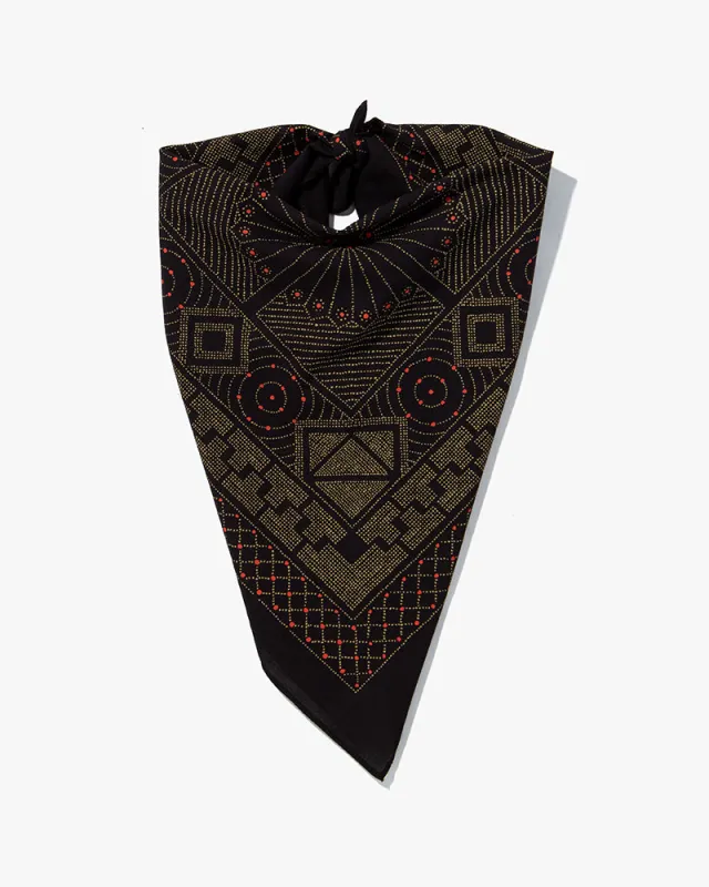 Kiriko Original Screen Printed, Custom-Dyed Bandana, Katazome - Black sold by Kiriko
