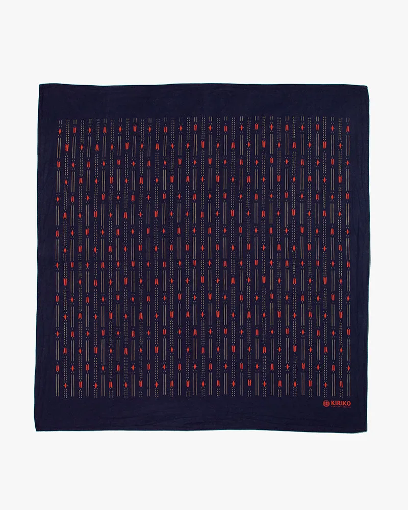 Kiriko Original Screen Printed, Custom-Dyed Bandana, Yagasuri - Navy sold by Kiriko product image thumbnail 2
