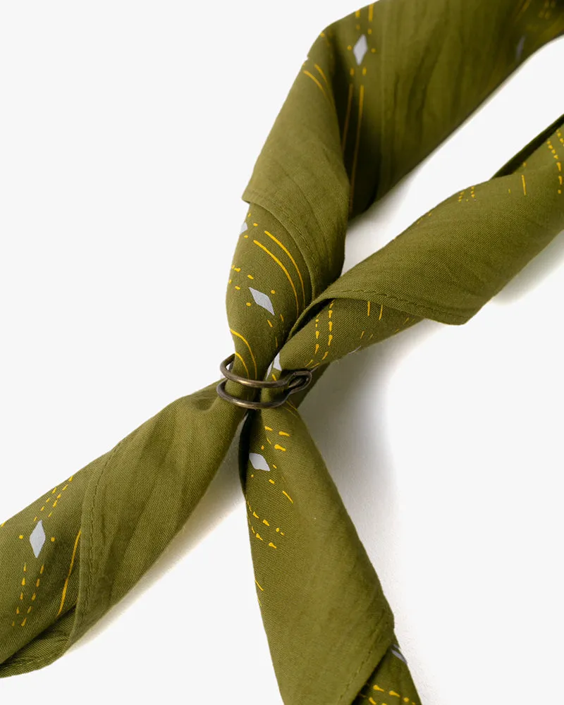 Kiriko Original Screen Printed, Custom-Dyed Bandana, Yagasuri - Green sold by Kiriko product image thumbnail 4