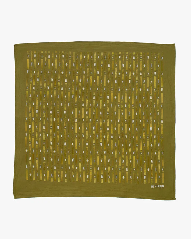 Kiriko Original Screen Printed, Custom-Dyed Bandana, Yagasuri - Green sold by Kiriko product image thumbnail 2