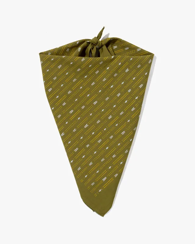 Kiriko Original Screen Printed, Custom-Dyed Bandana, Yagasuri - Green sold by Kiriko