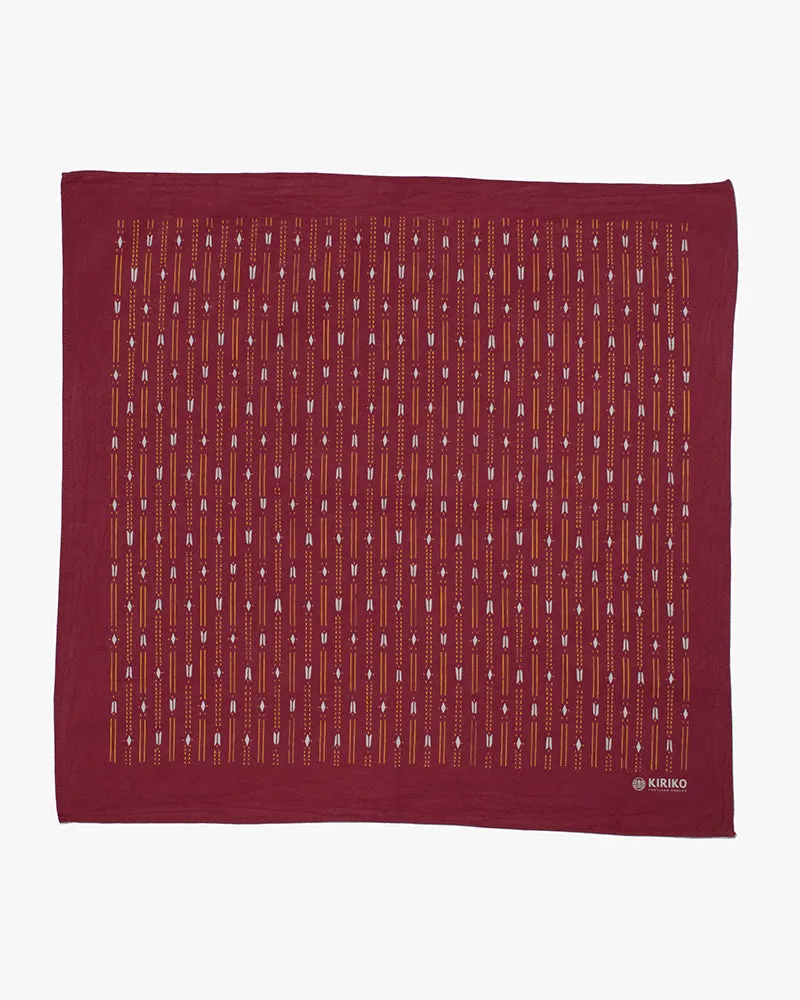 Kiriko Original Screen Printed, Custom-Dyed Bandana, Yagasuri - Red sold by Kiriko product image thumbnail 2