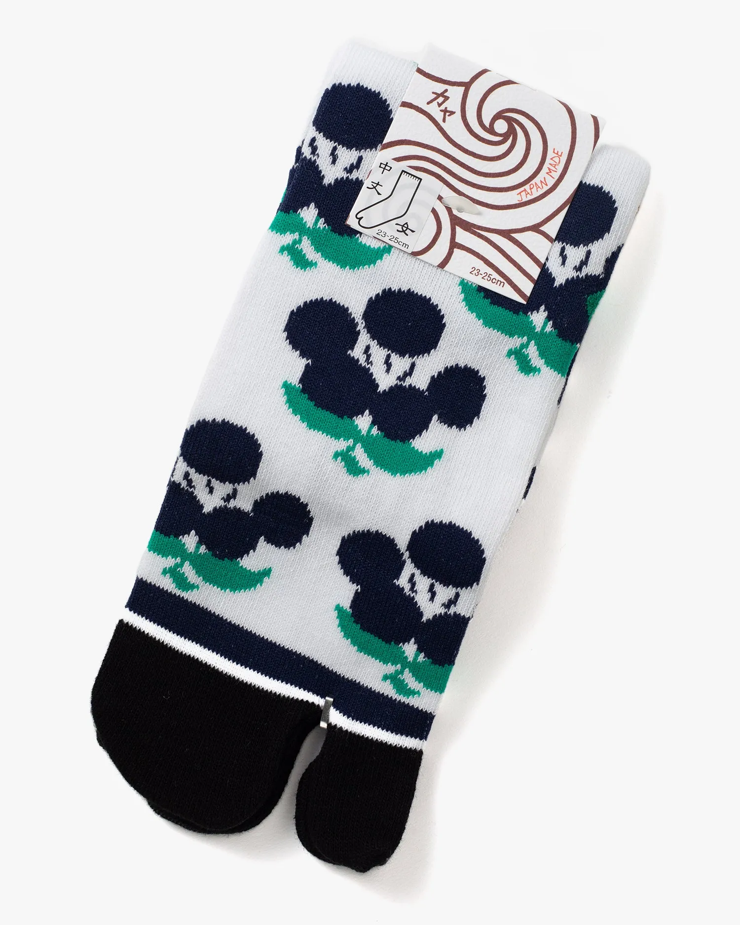 Wa Modern, Tabi Socks, Crew, White with Indigo Abstract Flowers (S/M) sold by Kiriko