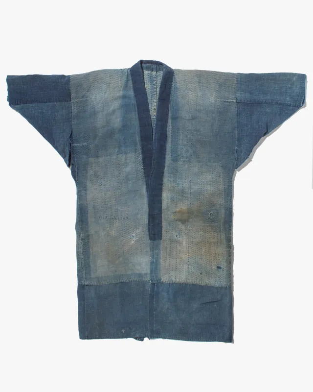 Vintage Noragi Jacket, Partially Sashiko Stitched Indigo #2 sold by Kiriko