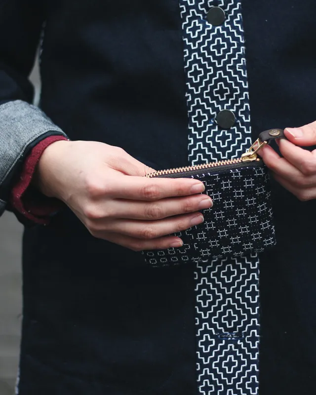 Kiriko Original Zipper Wallet, Indigo Sashiko sold by Kiriko