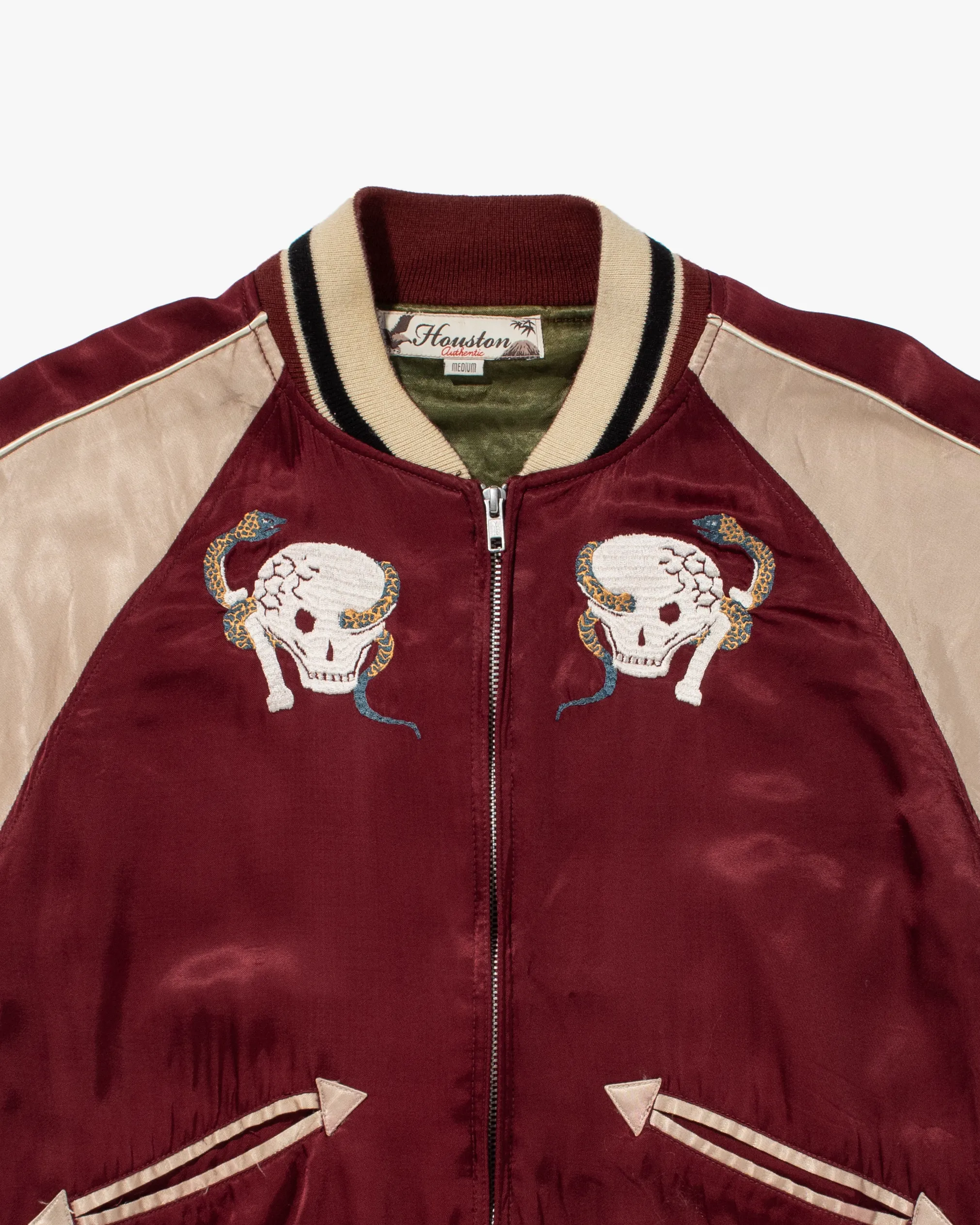 Japanese Repro Souvenir Jacket, Houston Brand, Burgundy Skulls - S sold by Kiriko product image thumbnail 2
