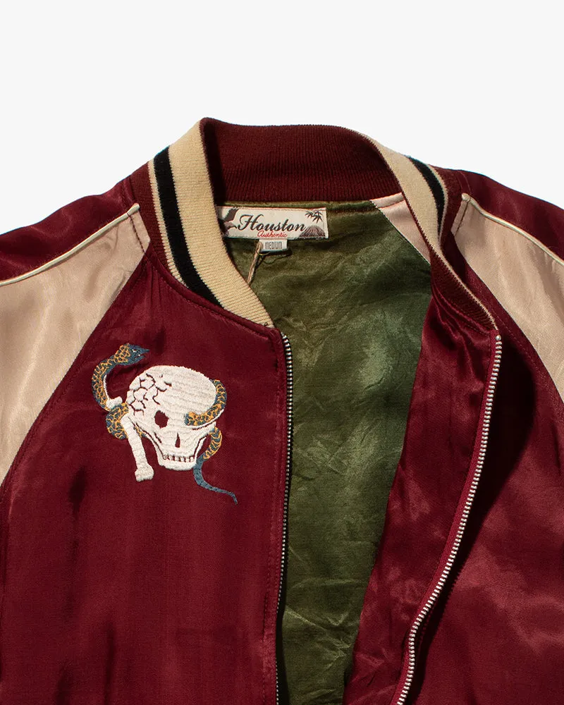 Japanese Repro Souvenir Jacket, Houston Brand, Burgundy Skulls - S sold by Kiriko product image thumbnail 3
