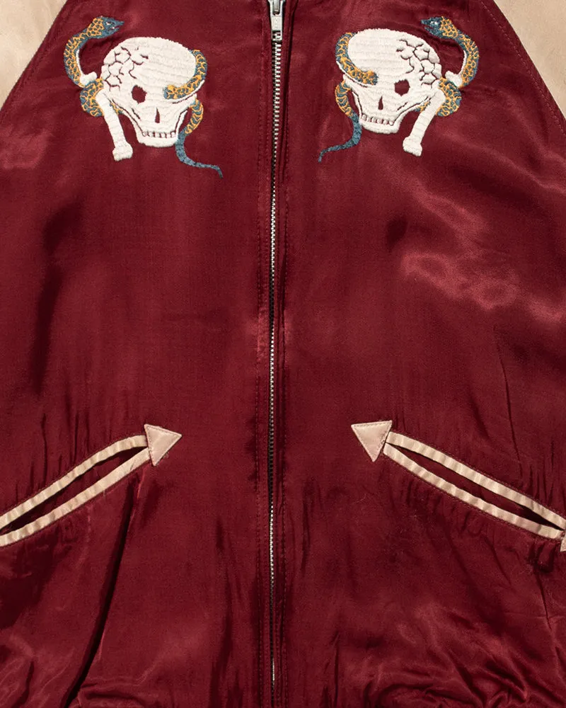 Japanese Repro Souvenir Jacket, Houston Brand, Burgundy Skulls - S sold by Kiriko product image thumbnail 4