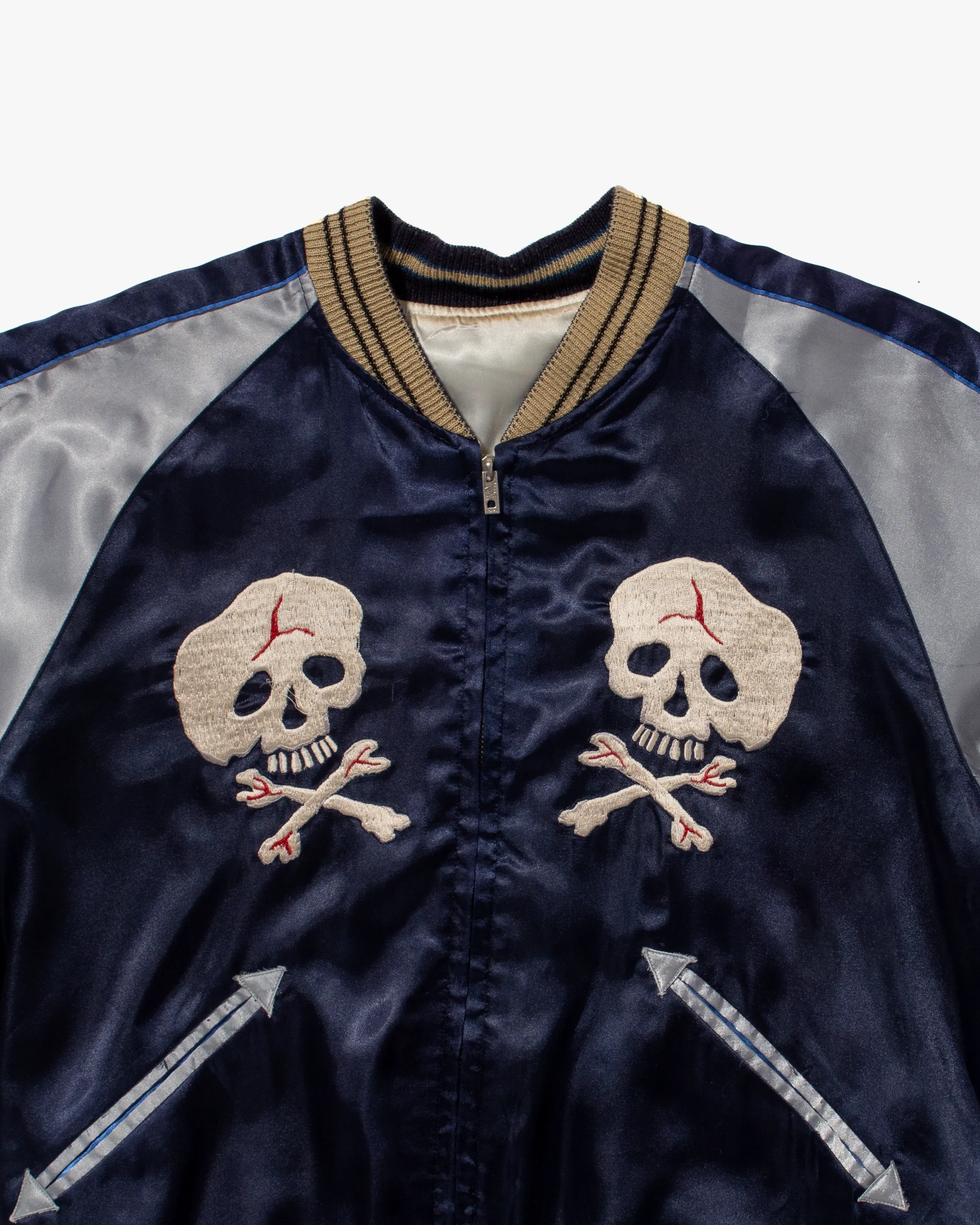 Japanese Repro Reversible Souvenir Jacket, Toyo Enterprises, Dark Blue with White Skull - S sold by Kiriko product image thumbnail 3