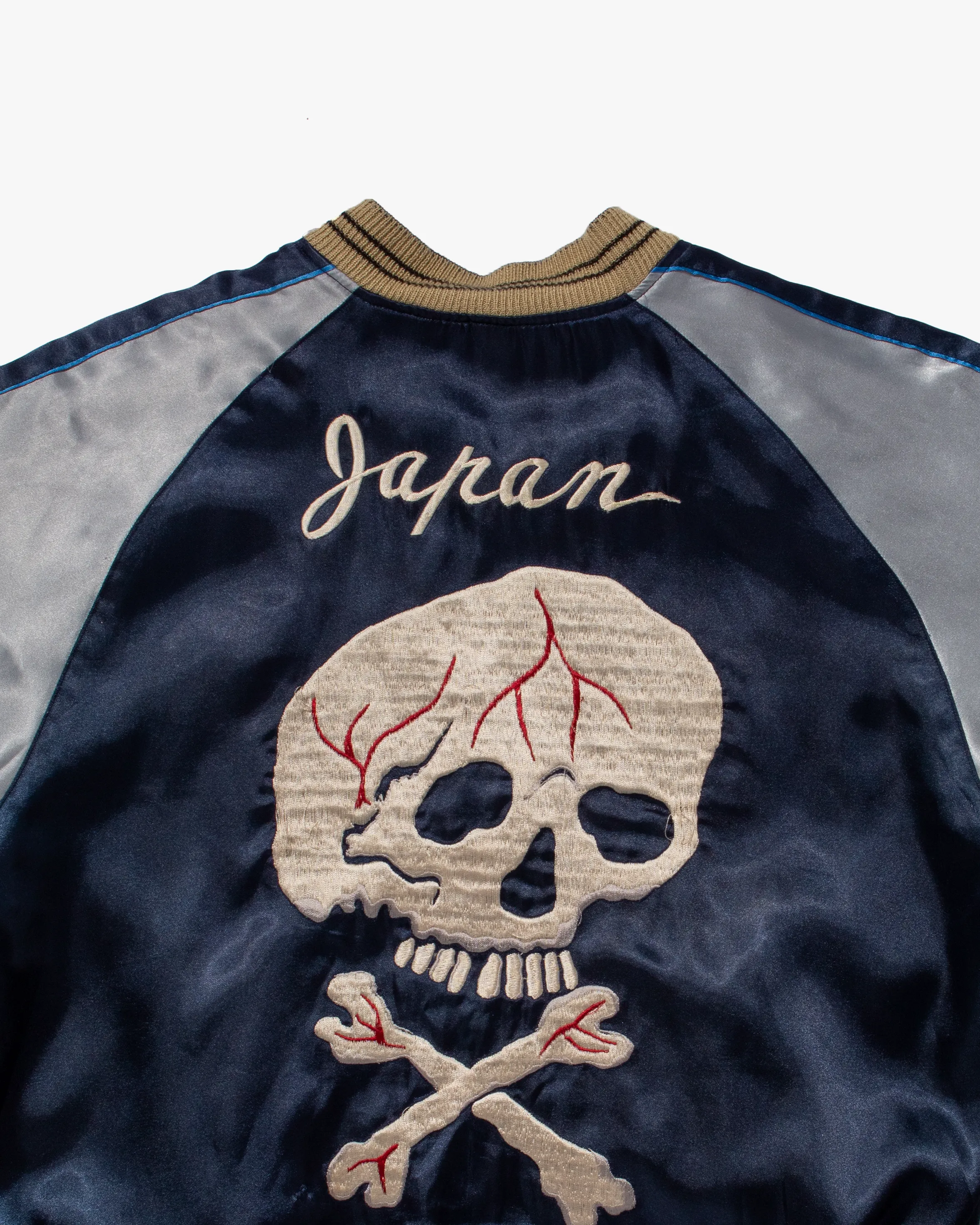 Japanese Repro Reversible Souvenir Jacket, Toyo Enterprises, Dark Blue with White Skull - S sold by Kiriko product image thumbnail 4