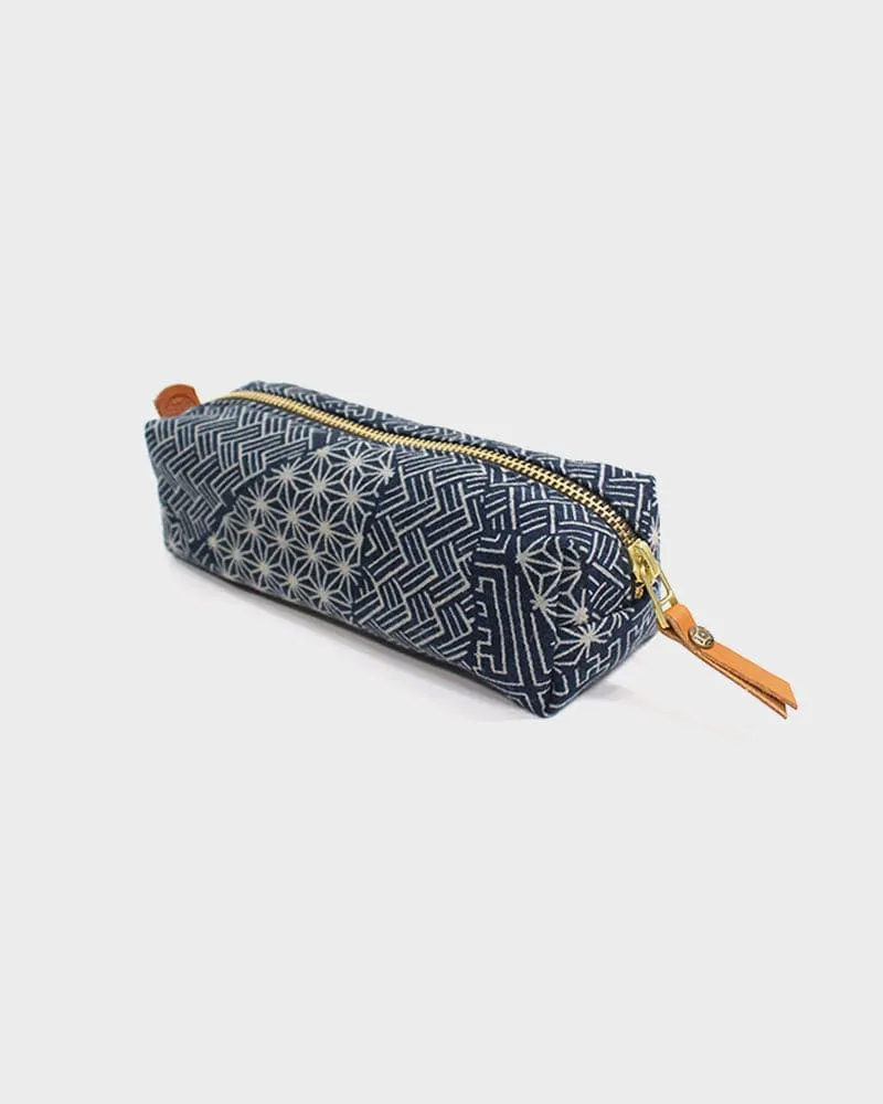 Kiriko Original Pencil Pouch, Indigo Small Multi Pattern sold by Kiriko