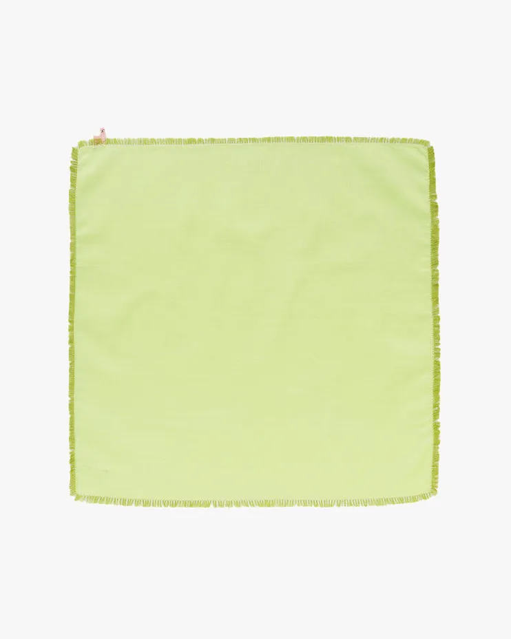 Japanese Handkerchief, Fringed, Green with Pink Llama sold by Kiriko product image thumbnail 4
