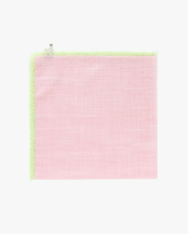 Japanese Handkerchief, Fringed, Pink with White Llama sold by Kiriko product image thumbnail 3