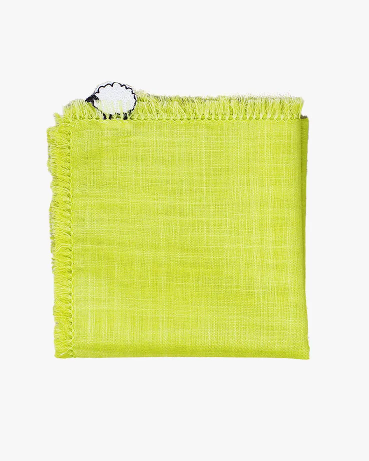 Japanese Handkerchief, Fringed, White Sheep sold by Kiriko