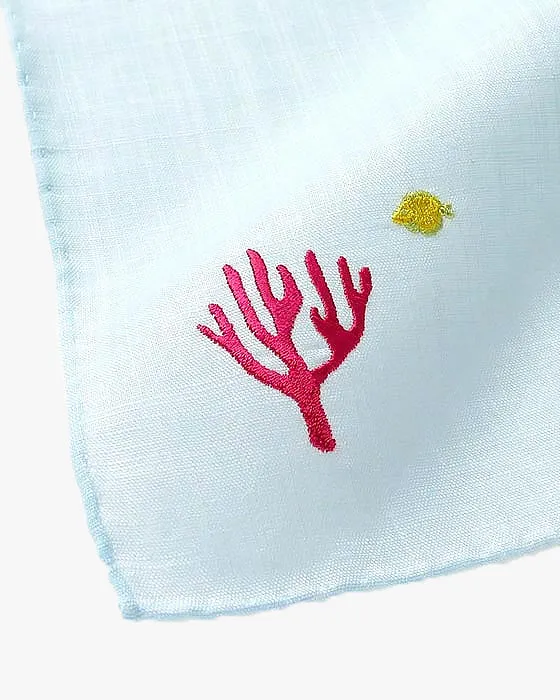 Japanese Handkerchief, Hikkomi Scalloped, Light Blue Mermaid sold by Kiriko product image thumbnail 3