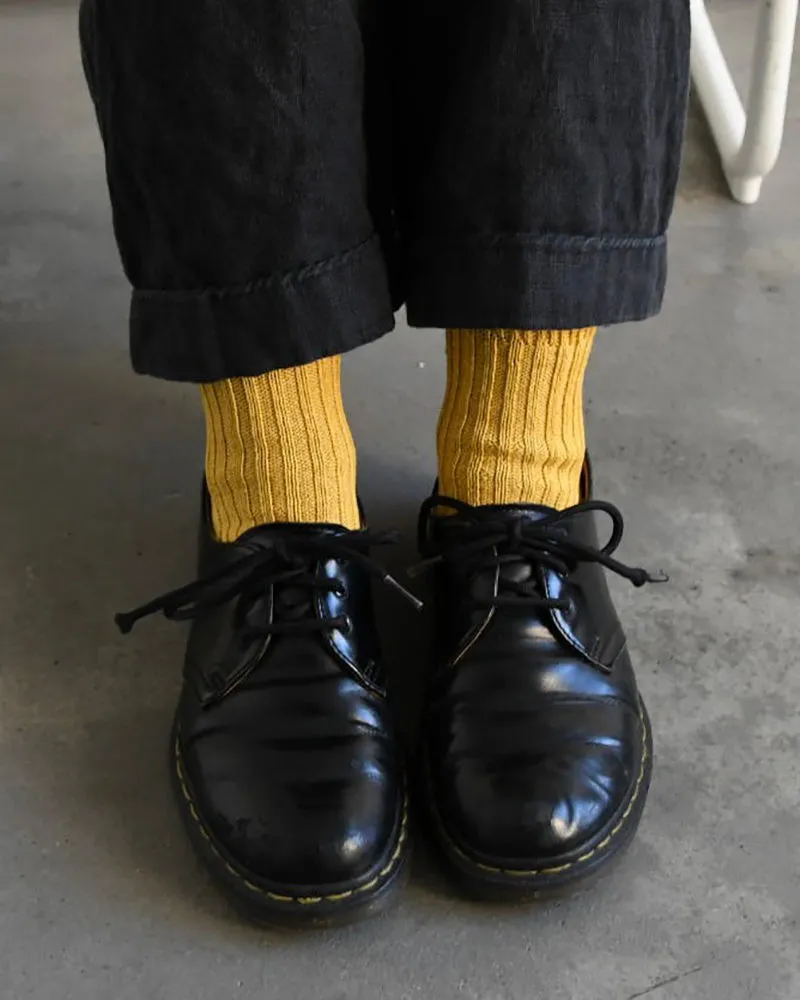 Knitwin, Crew Socks, Linen Ribbed, Praha Canary Yellow sold by Kiriko