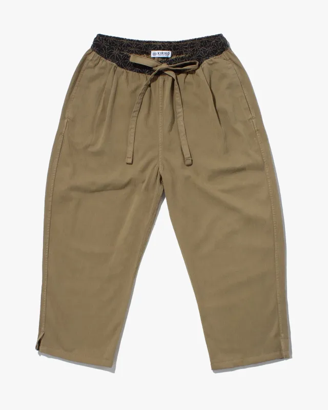 Kiriko Original Pants, Raku, Khaki Asanoha, Cropped sold by Kiriko