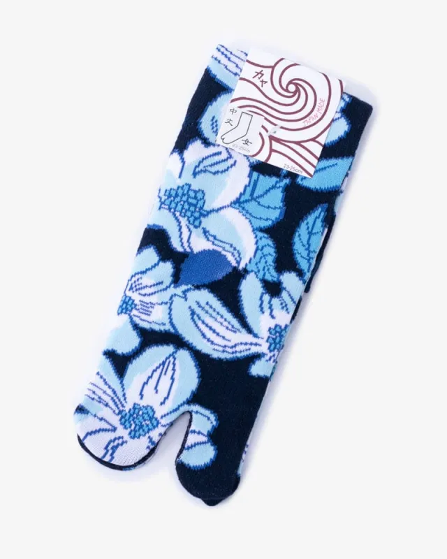 Wa Modern, Tabi Socks, Crew, Hanamizuki, Shades of Blue and Black - (S/M) sold by Kiriko
