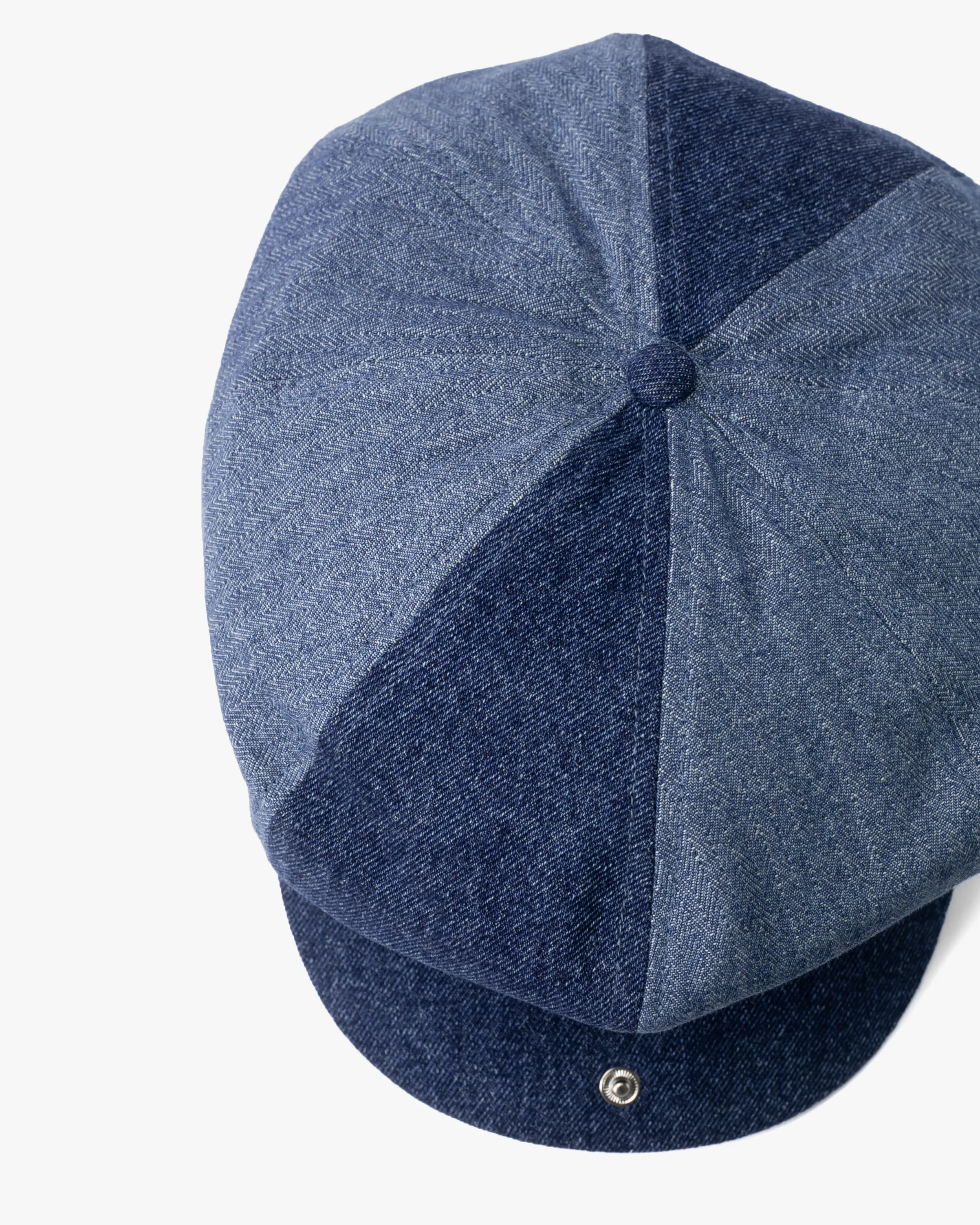 Newsboy Cap, Brixton, Denim Herringbone Patchwork Style sold by Kiriko product image thumbnail 4