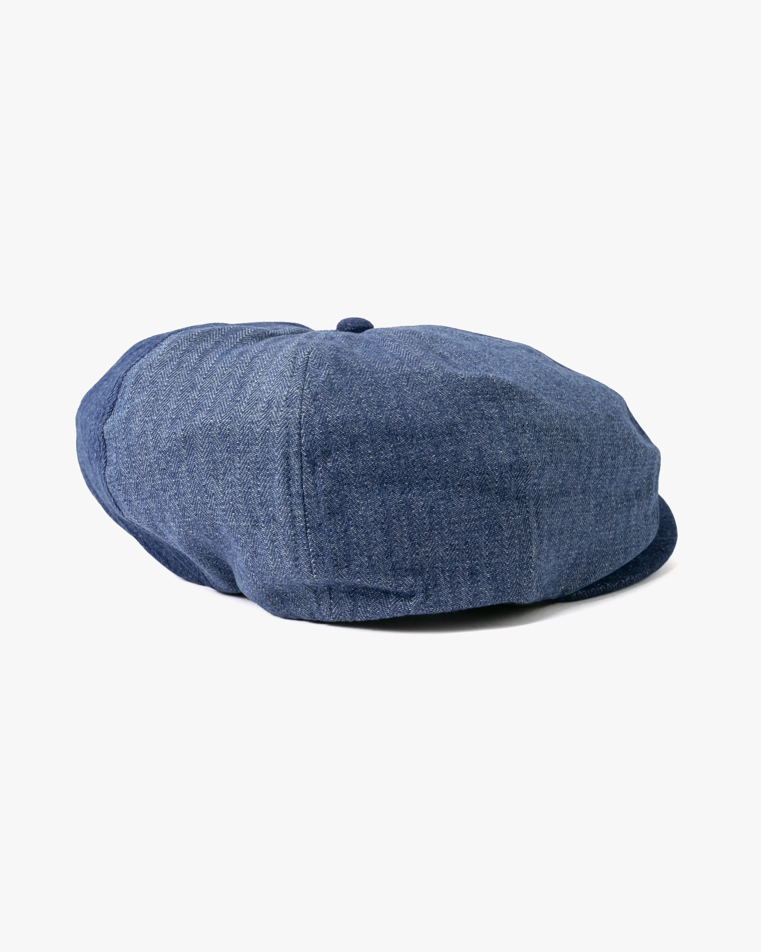 Newsboy Cap, Brixton, Denim Herringbone Patchwork Style sold by Kiriko product image thumbnail 3