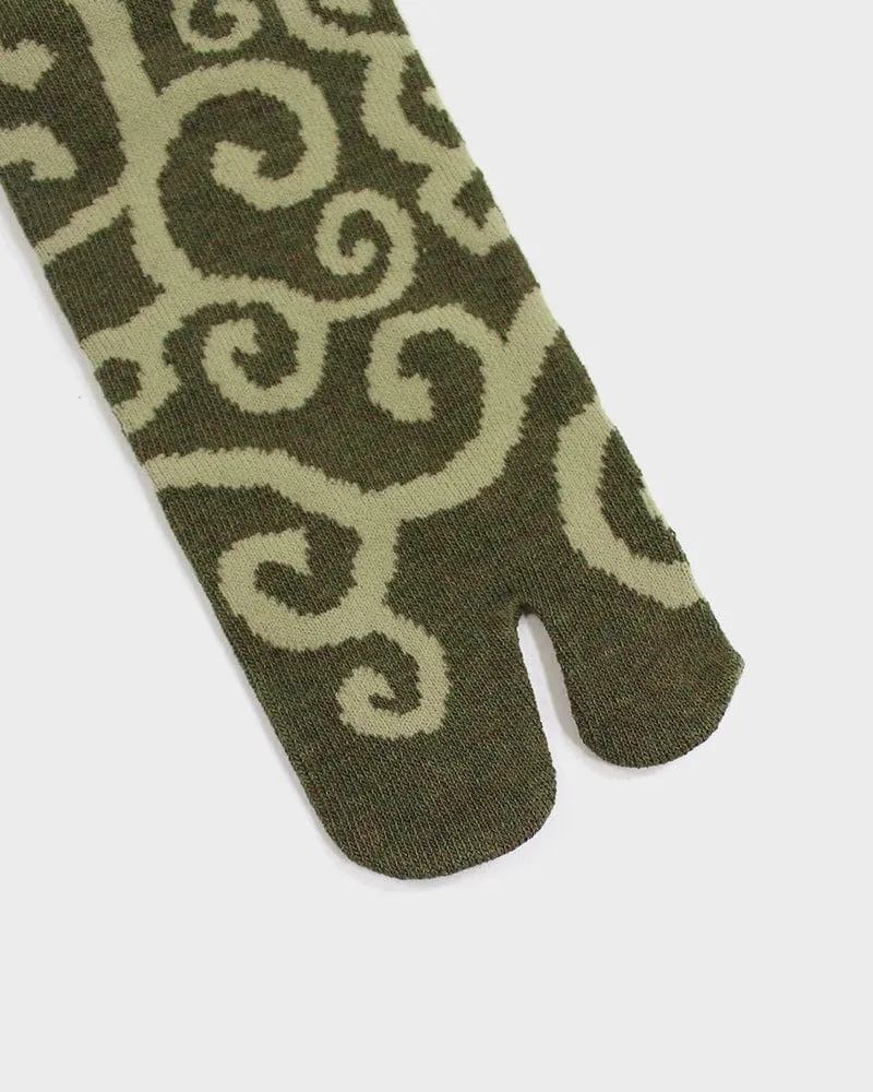 Wa-Modern, Tabi Socks, Ankle, Karakusa, Olive Green - (M/L) sold by Kiriko product image thumbnail 4