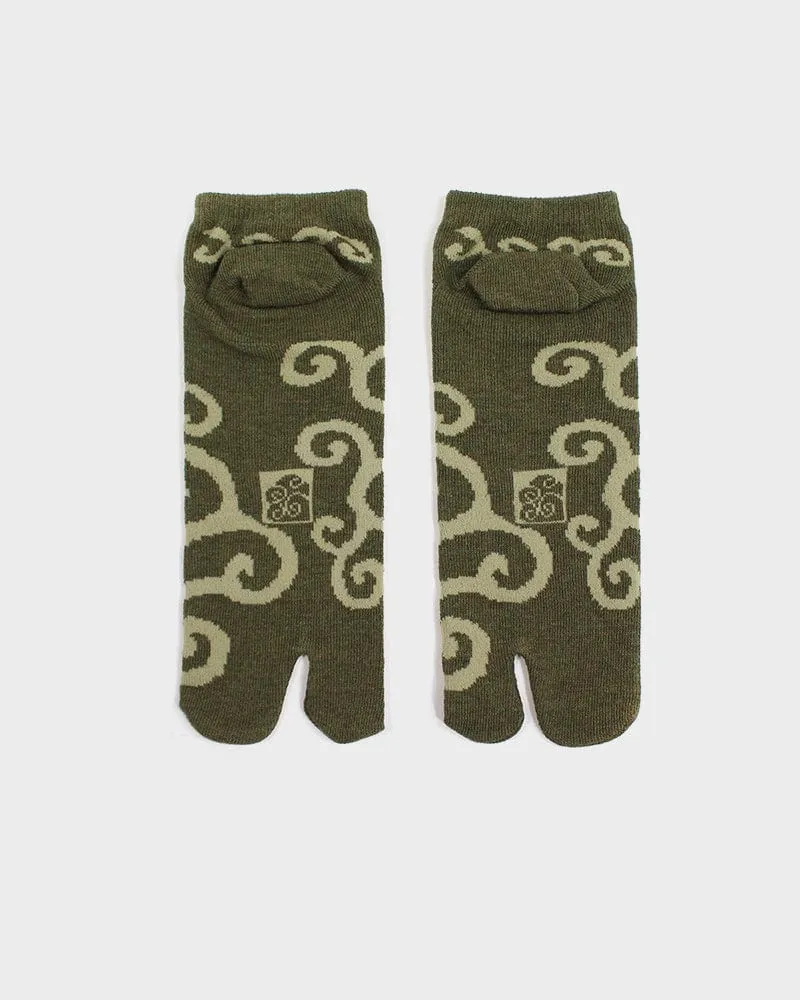 Wa-Modern, Tabi Socks, Ankle, Karakusa, Olive Green - (M/L) sold by Kiriko product image thumbnail 3